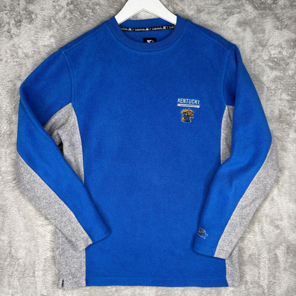 Vtg Kentucky Wildcats Sweatshirt Men Medium Starter Blue Gray Fleece Y2K Logo UK